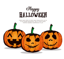 happy halloween card with pumpkins pattern