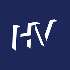 H V initial letter with negative space logo icon vector template