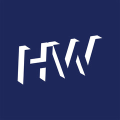 H W initial letter with negative space logo icon vector template
