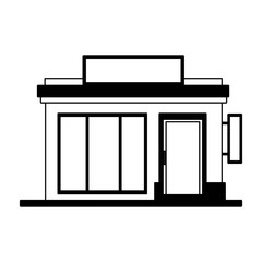 Store shop building in black and white