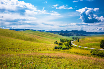 Mountain landscape with road. Altai
