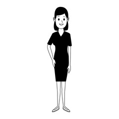 Executive businesswoman cartoon in black and white