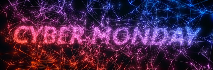 cyber monday concept with connected line data forms. 3d illustration