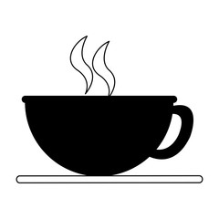 Hot coffee cup in black and white