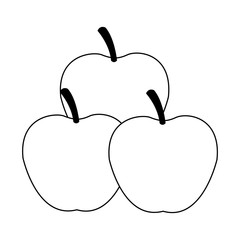 Apples fruit isolated in black and white