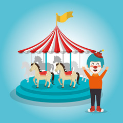 clown with carousel circus show