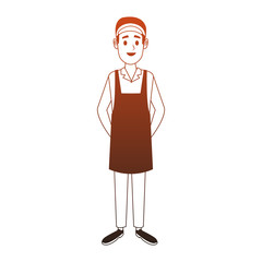 Barista man cartoon orange lines