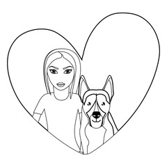 woman and dog design 