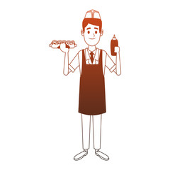 Cooker with hotdog and ketchup orange lines