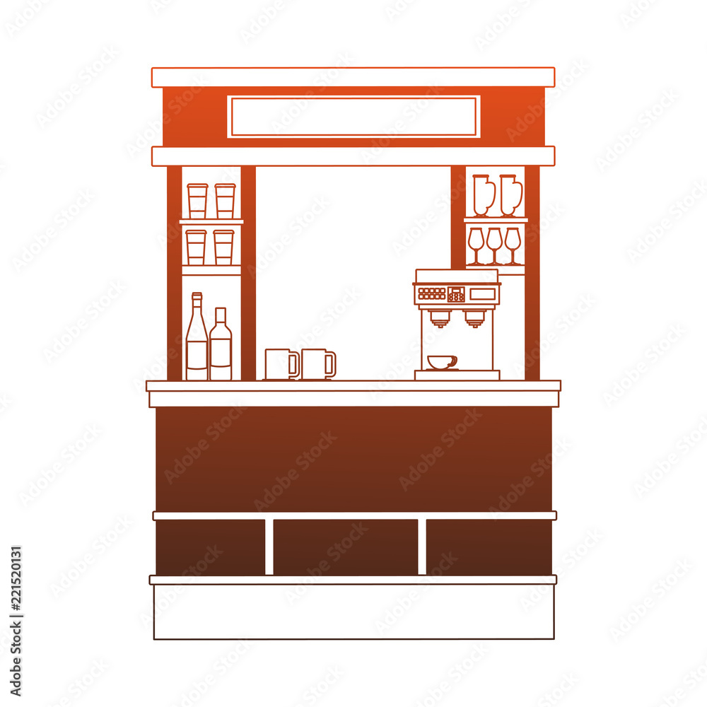 Poster Coffee stand isolated orange lines