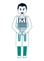 graduate man with graduation robe holds certificate