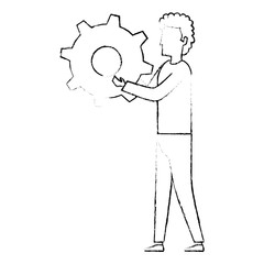 young man lifting gear