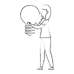 young woman working with bulb