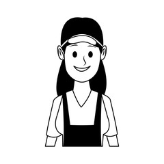 Woman waiter profile in black and white