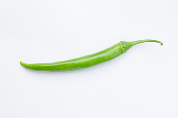 Fresh green chilli, isolated white background.