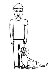 cute dog and man design