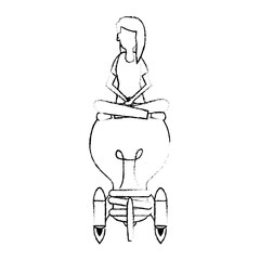 young woman working with bulb launcher