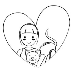 woman and cats design