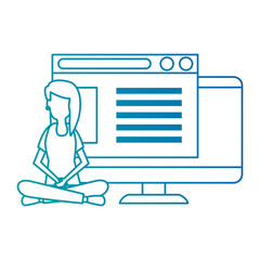 young woman working with computer progarmmed