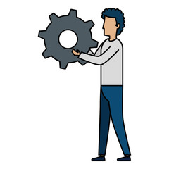 young man lifting gear