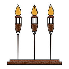 Torchs on fire isolated scribble