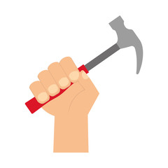 hand holds hammer tool repair