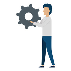 young man lifting gear