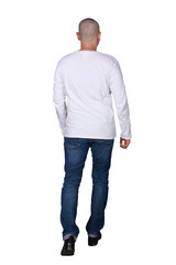 Man Wearing White Shirt Standing Rear View