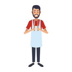 Cooker man with utensils