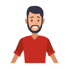 Young man face with beard