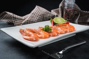 Boiled shrimp.