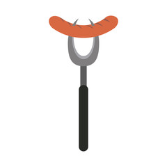 Sausage on fork