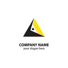 triangle logo design element with yellow and black color on white background, triangle logo design concept for company