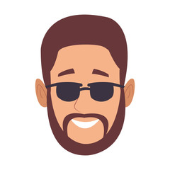 Young man face with sunglasses