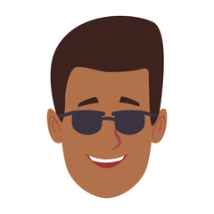 Young man face with sunglasses