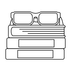 pile text books with glasses