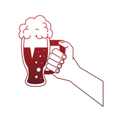 Cold glass beer red lines