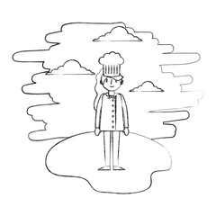 restaurant female chef in landscape