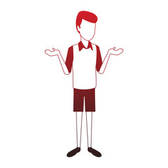 Man faceless cartoon red lines