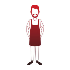 Barista man cartoon red lines