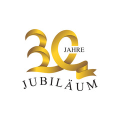30 JUBILÄUM JAHRE ribbon number gold