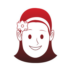 Beautiful woman face red lines