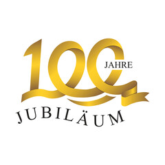 100 JUBILÄUM JAHRE ribbon number gold
