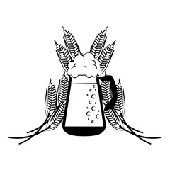 Cold beer glass in black and white