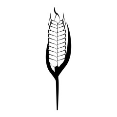Wheat food symbol in black and white
