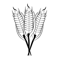 Wheat food symbol in black and white