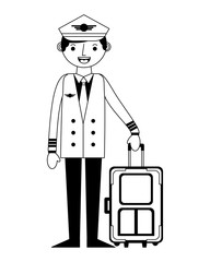 airline pilot with suitcase work