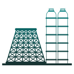 Plant industry machines in blue lines
