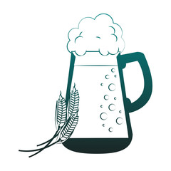 Cold beer glass in blue lines