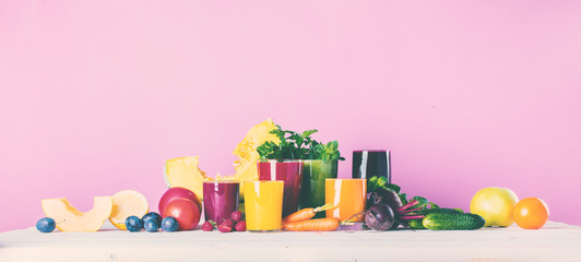 Juices Smoothie Different Glasses Health Concept